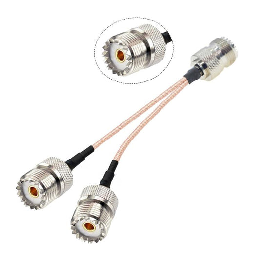 20cm UHF Female To 2 Female 1 In 2 Adapter Y Type PL-259 To SO239 RG316 Coaxial Feedthroughs - Connectors by buy2fix | Online Shopping UK | buy2fix
