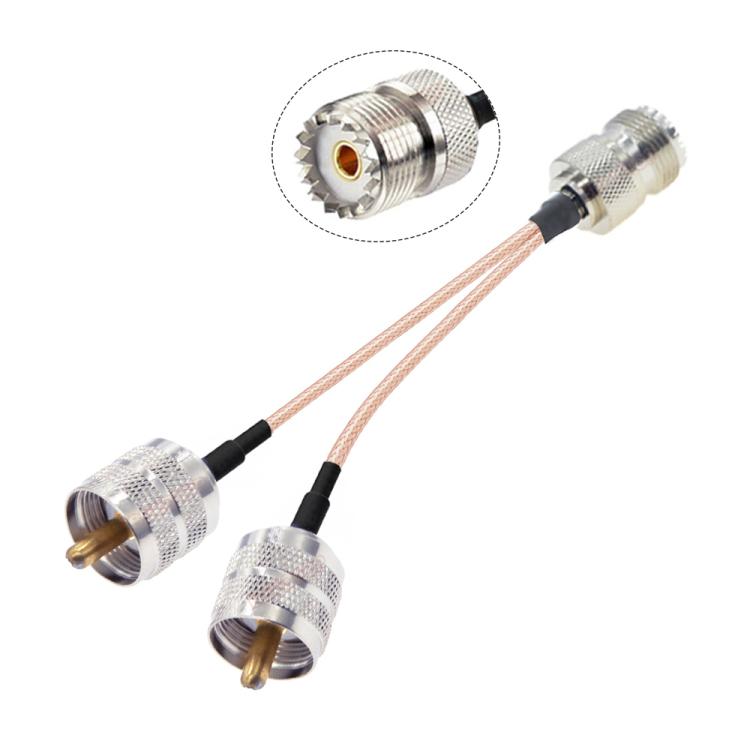 30cm UHF Female To 2 UHF Male 1 In 2 Cable SO239 To PL259Y Adapter Cable - Connectors by buy2fix | Online Shopping UK | buy2fix