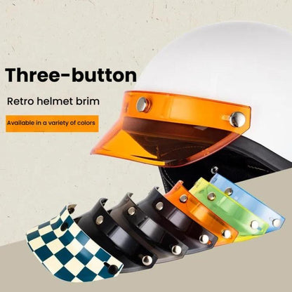 Motorcycle Helmet Brim Retro 3-Button Helmet Visor Sunshade Protection Half Helmet Hat Brim(Dark Tea) - Helmets by buy2fix | Online Shopping UK | buy2fix