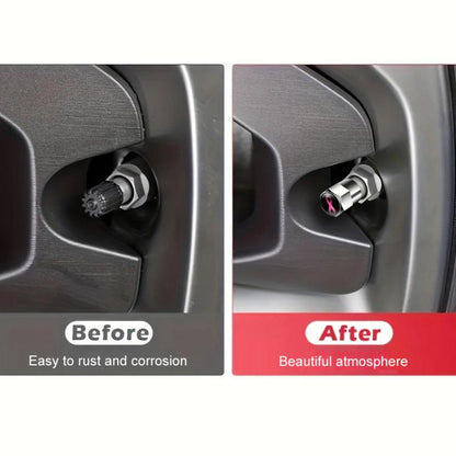 2 Sets Car Modification Aluminum Tire Valve Caps, Style: Colorful Ribbon - Tire Valve Caps by buy2fix | Online Shopping UK | buy2fix