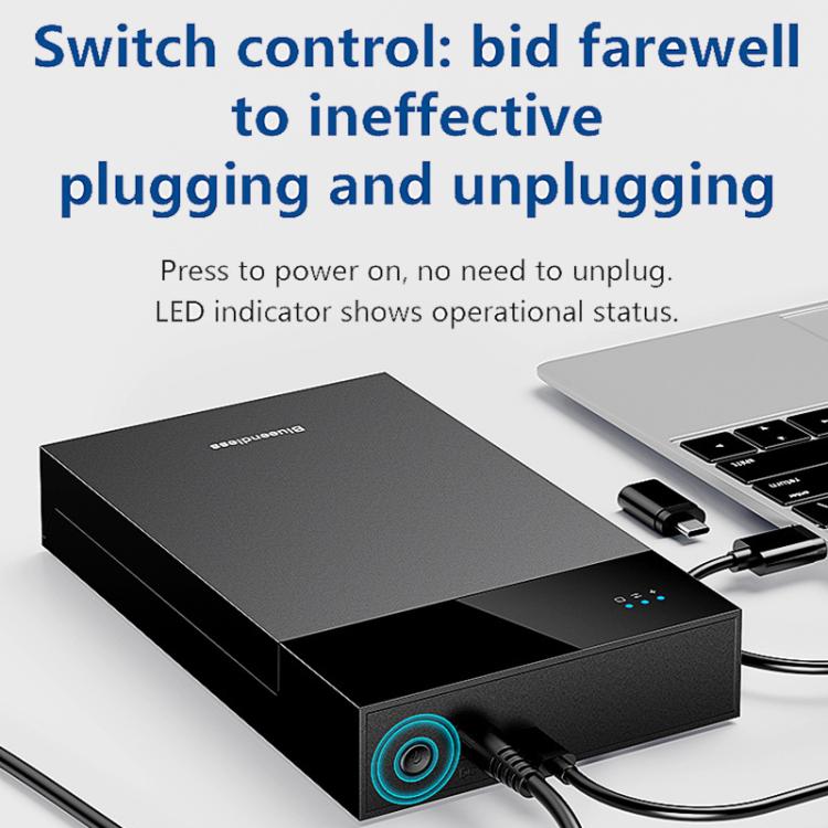 Blueendless MR35TC 3.5-inch USB3.0 2.5/3.5-inch SATA Mobile Hard Disk Box(Type-C EU Plug) - External Solid State Drives by Blueendless | Online Shopping UK | buy2fix