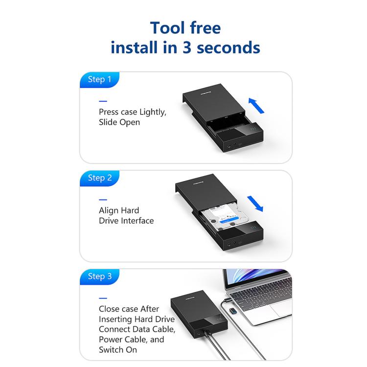 Blueendless MR35TC 3.5-inch USB3.0 2.5/3.5-inch SATA Mobile Hard Disk Box(Type-C EU Plug) - External Solid State Drives by Blueendless | Online Shopping UK | buy2fix