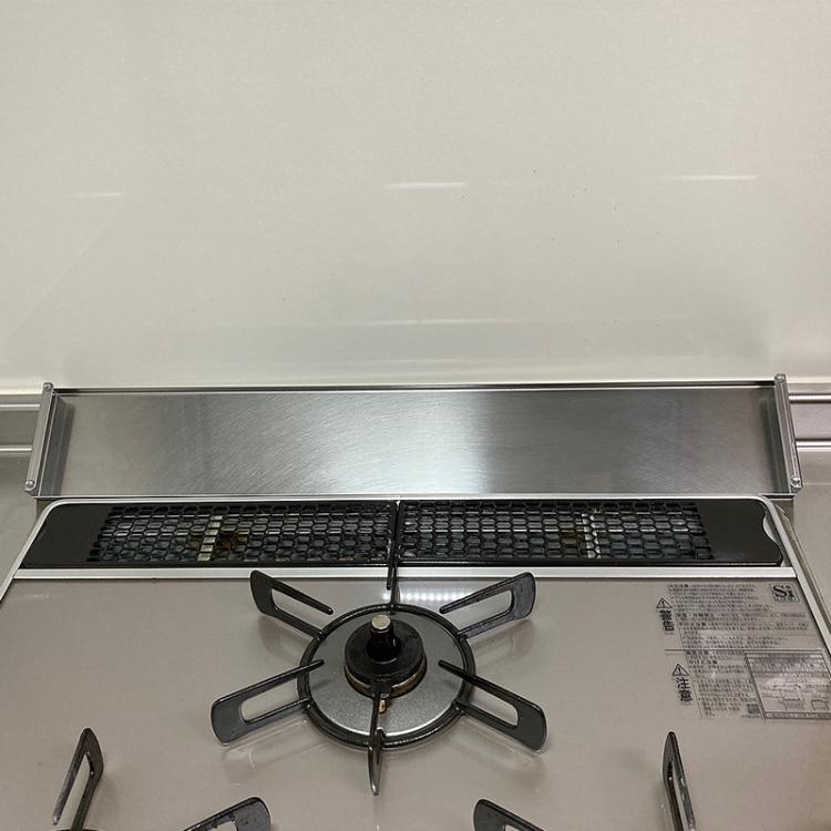 Stainless Steel Exhaust Vent Cover Gas Stove Cover Seasoning Rack Oil Splash Guard 64x10x2.5cm - Cooktop Parts by buy2fix | Online Shopping UK | buy2fix