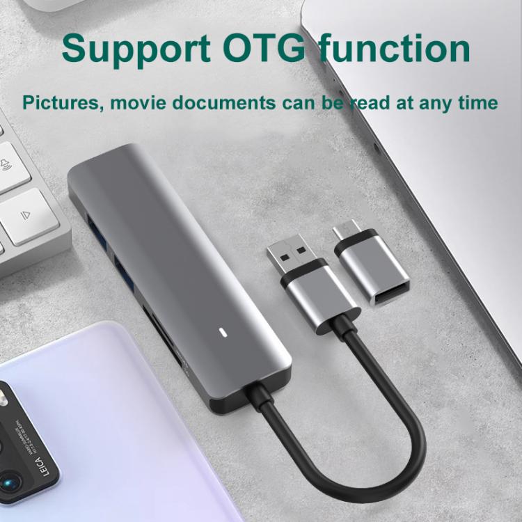 Blueendless Type-C Expansion Dock Multifunctional HUB Docking Station 5-in-1 USB3.0 x 3 + SD/TF3.0 - USB HUB by Blueendless | Online Shopping UK | buy2fix