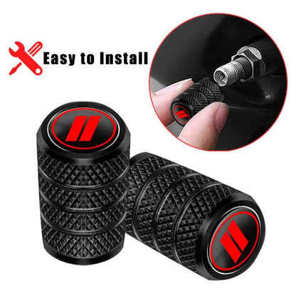 2 Sets Car Modification Aluminum Tire Valve Caps, Style: Red Strip Grid - Tire Valve Caps by buy2fix | Online Shopping UK | buy2fix