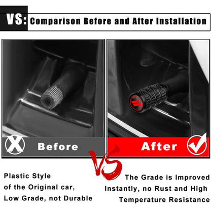 2 Sets Car Modification Aluminum Tire Valve Caps, Style: Red Strip Grid - Tire Valve Caps by buy2fix | Online Shopping UK | buy2fix