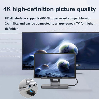 Blueendless 4K/60Hz Multifunctional Docking Station Tablet Holder, Spec: 10-in-1 Rotating - Desktop Holder by Blueendless | Online Shopping UK | buy2fix