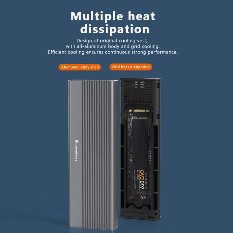 Blueendless 2818SN M.2 Nvme / Sata Dual-protocol Mobile Hard Disk Box with Type-C to USB-A Cable - HDD Enclosure by Blueendless | Online Shopping UK | buy2fix