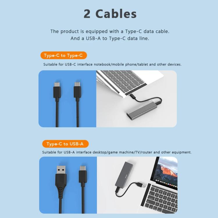 Blueendless 2818SN M.2 Nvme / Sata Dual-protocol Mobile Hard Disk Box with 2-in-1 Cable - HDD Enclosure by Blueendless | Online Shopping UK | buy2fix