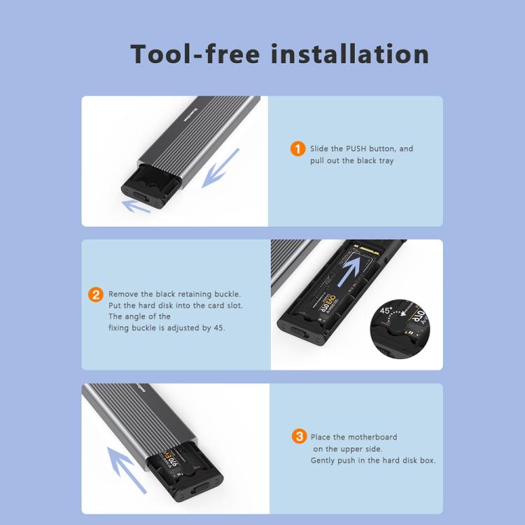Blueendless 2818SN M.2 Nvme / Sata Dual-protocol Mobile Hard Disk Box with 2-in-1 Cable - HDD Enclosure by Blueendless | Online Shopping UK | buy2fix