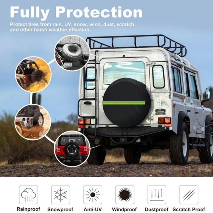 14inch Thickened Imitation Leather Car Tire Protector Spare Tire Cover With Reflective Stripes(FG-3 Green) - Window Foils & Solar Protection by buy2fix | Online Shopping UK | buy2fix
