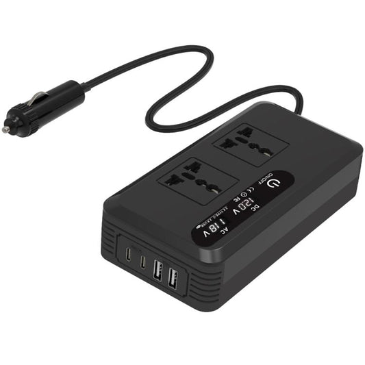 Gurxun Dual Digital Display Car Inverter With 2 USB+2 Type-C Ports Universal Plug 220V - Modified Square Wave by Gurxun | Online Shopping UK | buy2fix