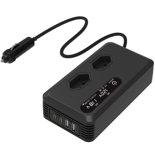 Gurxun Dual Digital Display Car Inverter With 2 USB+2 Type-C Ports Brazil Plug 220V