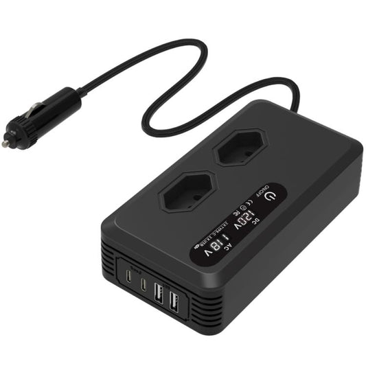 Gurxun Dual Digital Display Car Inverter With 2 USB+2 Type-C Ports Brazil Plug 110V - Modified Square Wave by Gurxun | Online Shopping UK | buy2fix