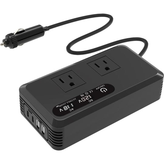 Gurxun Dual Digital Display Car Inverter With 2 USB+2 Type-C Ports US Plug 110V