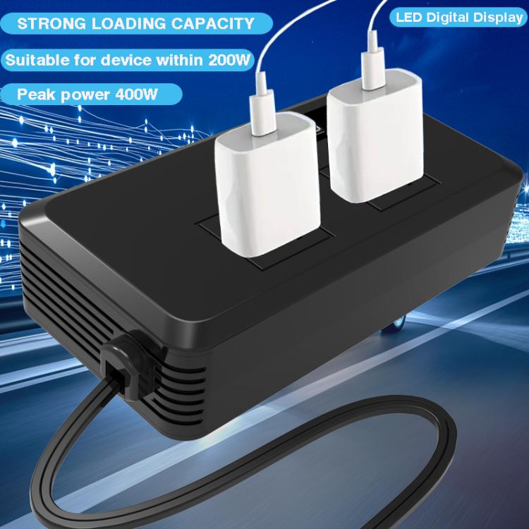 Gurxun Dual Digital Display Car Inverter With 2 USB+2 Type-C Ports Brazil Plug 220V - Modified Square Wave by Gurxun | Online Shopping UK | buy2fix