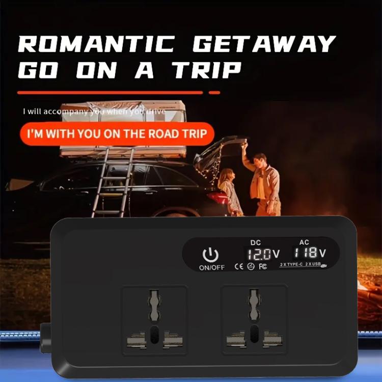 Gurxun Dual Digital Display Car Inverter With 2 USB+2 Type-C Ports Brazil Plug 110V - Modified Square Wave by Gurxun | Online Shopping UK | buy2fix