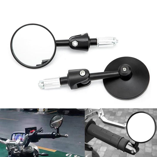2pcs /Set Motorcycle Rearview Mirror Modified Retro Folding Round E-Bike Universal Reversing Mirror Reflector, Style: Flat - Side Mirrors by buy2fix | Online Shopping UK | buy2fix
