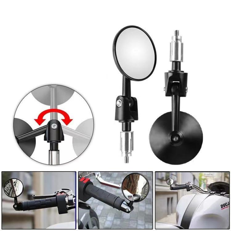 2pcs /Set Motorcycle Rearview Mirror Modified Retro Folding Round E-Bike Universal Reversing Mirror Reflector, Style: Flat - Side Mirrors by buy2fix | Online Shopping UK | buy2fix