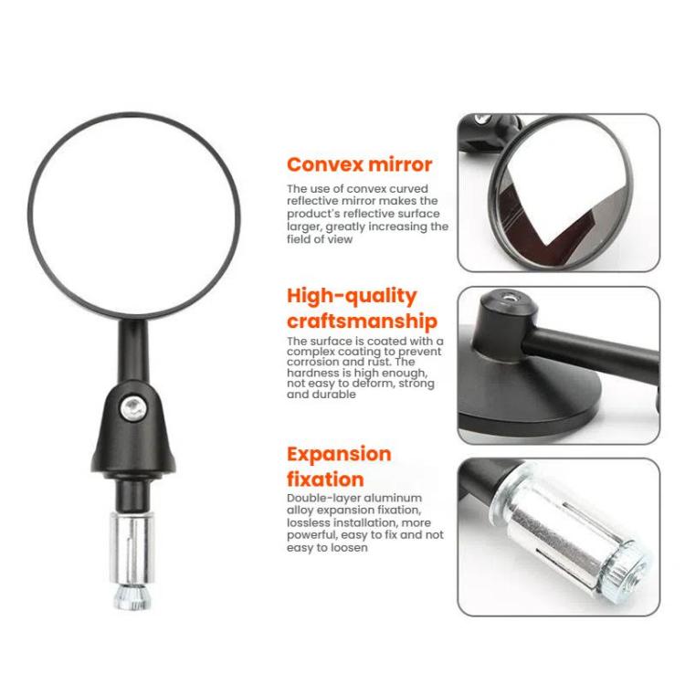 2pcs /Set Motorcycle Rearview Mirror Modified Retro Folding Round E-Bike Universal Reversing Mirror Reflector, Style: Flat - Side Mirrors by buy2fix | Online Shopping UK | buy2fix