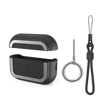 For AirPods Pro 2 AhaStyle JY09 Dual Lanyard Case TPU+Aluminum Personalized Case(Black) - For AirPods Pro 2 by AhaStyle | Online Shopping UK | buy2fix