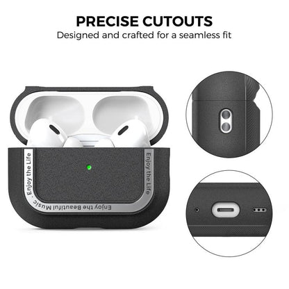 For AirPods Pro 2 AhaStyle JY09 Dual Lanyard Case TPU+Aluminum Personalized Case(Black) - For AirPods Pro 2 by AhaStyle | Online Shopping UK | buy2fix