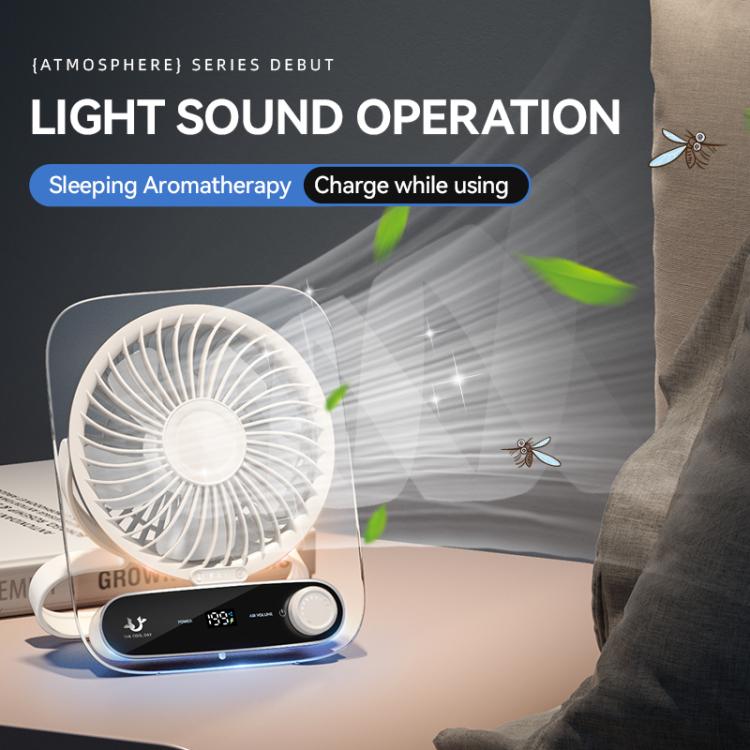 199-speed Desktop wall-mounted Fan With Handle & Light Built-in  Aromatherapy Cotton(Clear Black) - Electric Fans by buy2fix | Online Shopping UK | buy2fix