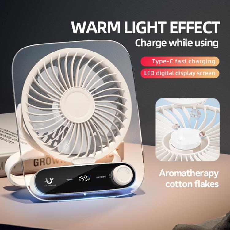 199-speed Desktop wall-mounted Fan With Handle & Light Built-in Aromatherapy Cotton(Clear White) - Electric Fans by buy2fix | Online Shopping UK | buy2fix