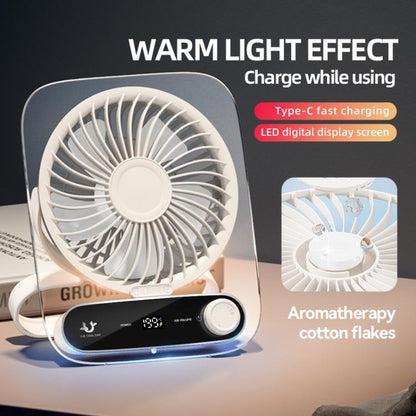 199-speed Desktop wall-mounted Fan With Handle & Light Built-in Aromatherapy Cotton(Clear Pink) - Electric Fans by buy2fix | Online Shopping UK | buy2fix