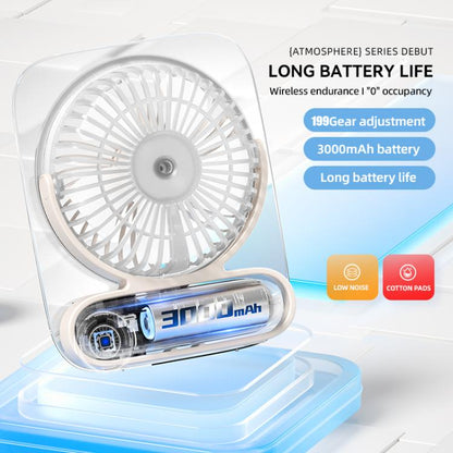 199-speed Desktop wall-mounted Fan With Handle & Light Built-in Aromatherapy Cotton(Clear White) - Electric Fans by buy2fix | Online Shopping UK | buy2fix