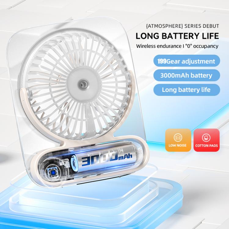 199-speed Desktop wall-mounted Fan With Handle & Light Built-in  Aromatherapy Cotton(Clear Black) - Electric Fans by buy2fix | Online Shopping UK | buy2fix