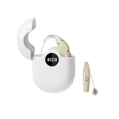Noise-Cancelling Hearing Aid For Seniors With Digital Display And Charging Box(Skin Color) - Hearing Aids by buy2fix | Online Shopping UK | buy2fix