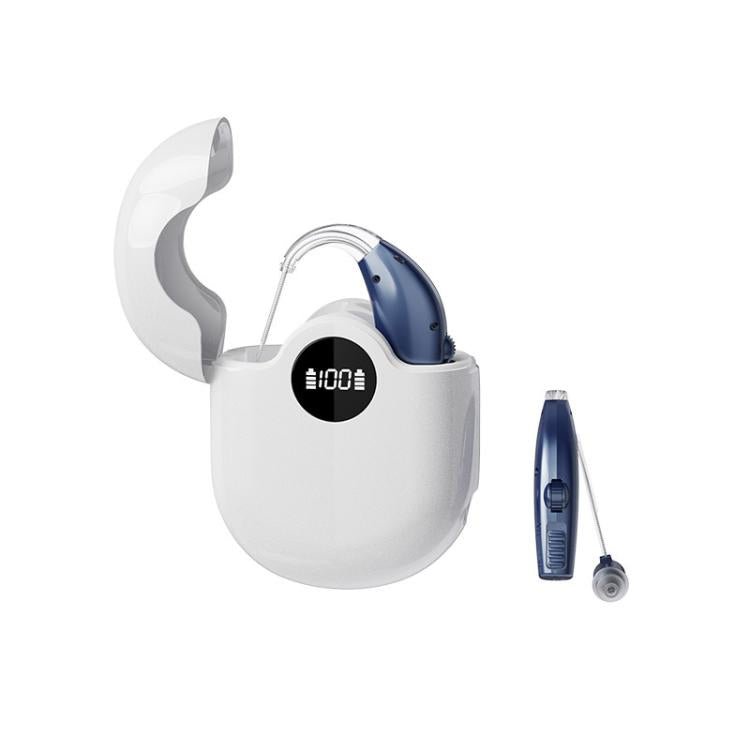 Noise-Cancelling Hearing Aid For Seniors With Digital Display And Charging Box(Blue) - Hearing Aids by buy2fix | Online Shopping UK | buy2fix