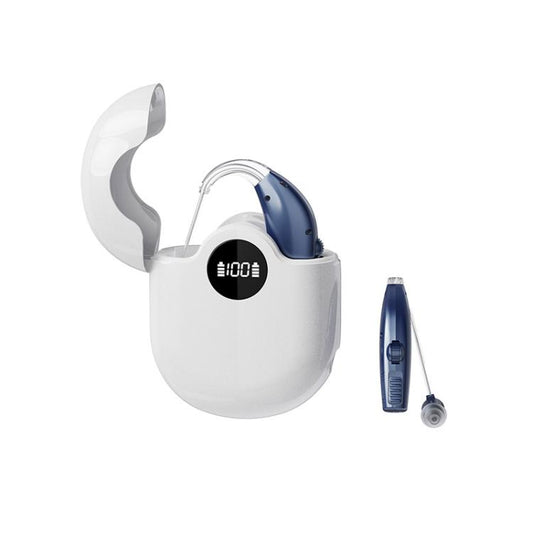Noise-Cancelling Hearing Aid For Seniors With Digital Display And Charging Box(Blue) - Hearing Aids by buy2fix | Online Shopping UK | buy2fix