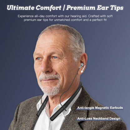 Neck-hanging 16-channel Bluetooth Hearing Aid Rechargeable Sound Amplifier for The Elderly(Black) - Hearing Aids by buy2fix | Online Shopping UK | buy2fix