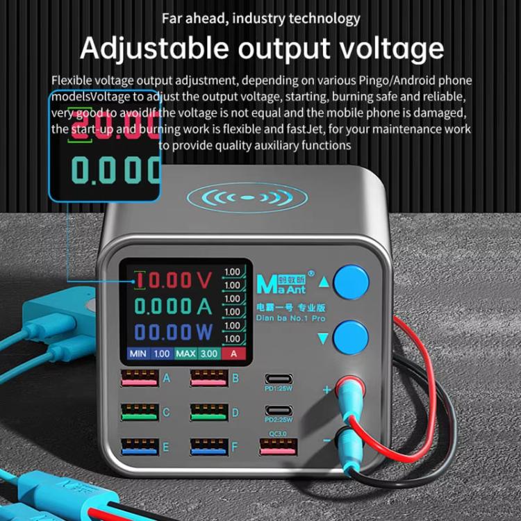 MaAnt DianBa No.1 Pro Multi-port Charger 9-ports With Digital Display Power Wireless Charger EU Plug - Power Supply by MaAnt | Online Shopping UK | buy2fix