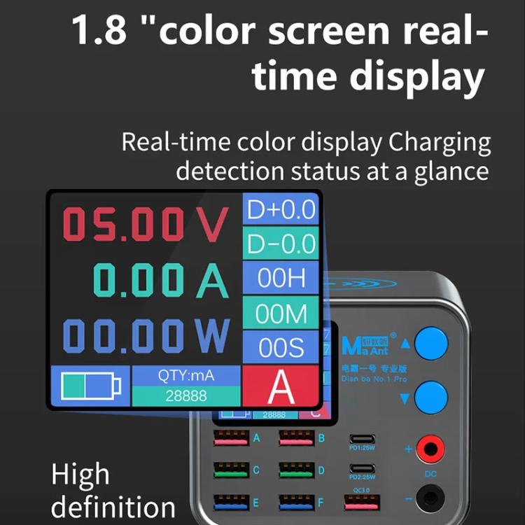 MaAnt DianBa No.1 Pro Multi-port Charger 9-ports With Digital Display Power Wireless Charger EU Plug - Power Supply by MaAnt | Online Shopping UK | buy2fix