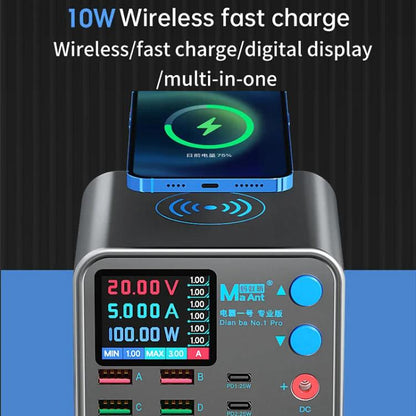 MaAnt DianBa No.1 Pro Multi-port Charger 9-ports With Digital Display Power Wireless Charger EU Plug - Power Supply by MaAnt | Online Shopping UK | buy2fix