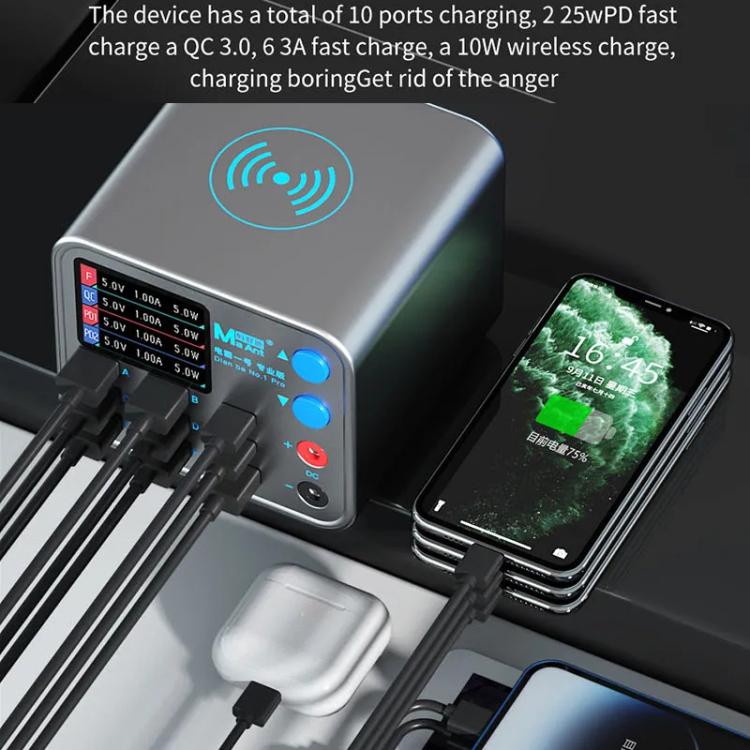 MaAnt DianBa No.1 Pro Multi-port Charger 9-ports With Digital Display Power Wireless Charger EU Plug - Power Supply by MaAnt | Online Shopping UK | buy2fix