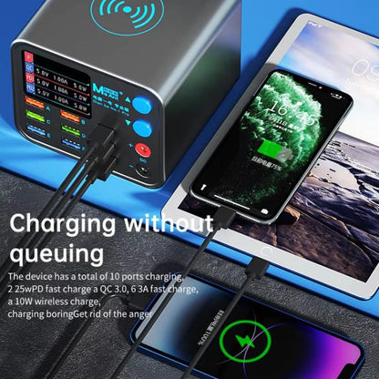 MaAnt DianBa No.1 Pro Multi-port Charger 9-ports With Digital Display Power Wireless Charger EU Plug - Power Supply by MaAnt | Online Shopping UK | buy2fix