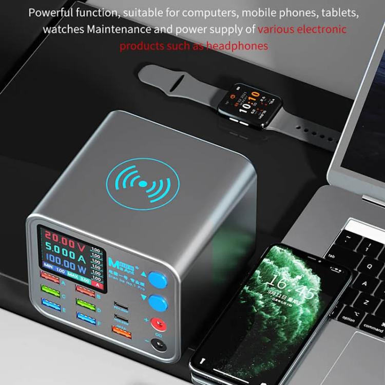 MaAnt DianBa No.1 Pro Multi-port Charger 9-ports With Digital Display Power Wireless Charger EU Plug - Power Supply by MaAnt | Online Shopping UK | buy2fix