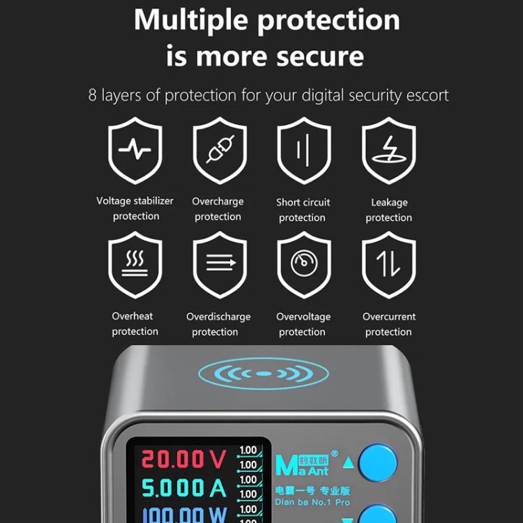 MaAnt DianBa No.1 Pro Multi-port Charger 9-ports With Digital Display Power Wireless Charger EU Plug - Power Supply by MaAnt | Online Shopping UK | buy2fix