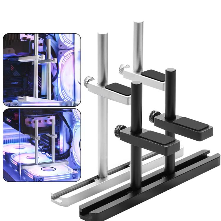 FinalCool Aluminum Alloy Adjustable Graphics Card Bracket Chassis Fan Position Graphics Holder Support 12cm Silver - Caddies & Enclosures by FinalCool | Online Shopping UK | buy2fix