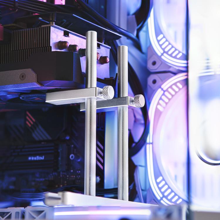 FinalCool Aluminum Alloy Adjustable Graphics Card Bracket Chassis Fan Position Graphics Holder Support 8cm Silver - Caddies & Enclosures by FinalCool | Online Shopping UK | buy2fix