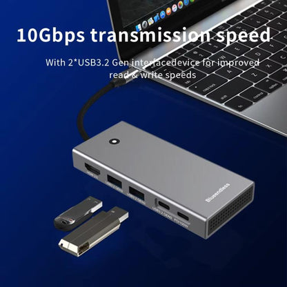 Blueendless M.2 Nvme/Sata Dual-Protocol Hard Disk Box HUB USB 10G x 2 + Type-C 10G + 5V2A - USB HUB by Blueendless | Online Shopping UK | buy2fix