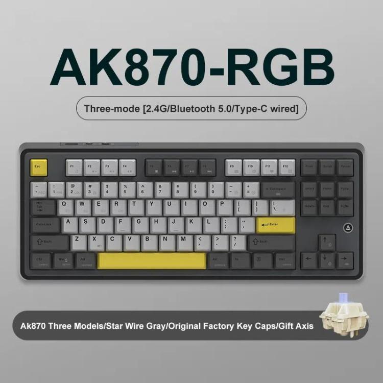Ajazz AK870 Wireless Bluetooth Tri-mode Mechanical Keyboard RGB DIY Custom Hot Swap Gaming Keyboard, Style: Gift Axis Black - Wireless Keyboard by Ajazz | Online Shopping UK | buy2fix