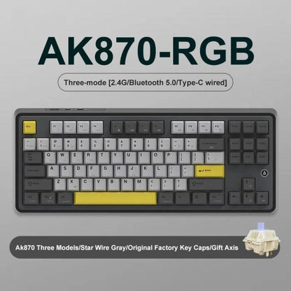 Ajazz AK870 Wireless Bluetooth Tri-mode Mechanical Keyboard RGB DIY Custom Hot Swap Gaming Keyboard, Style: Gift Axis Black - Wireless Keyboard by Ajazz | Online Shopping UK | buy2fix