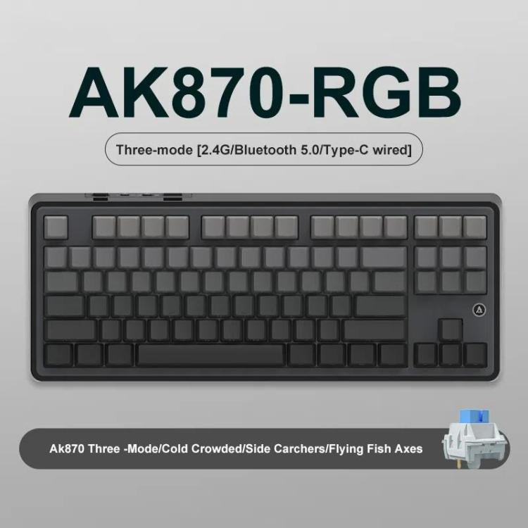 Ajazz AK870 Wireless Bluetooth Tri-mode Mechanical Keyboard RGB DIY Custom Hot Swap Gaming Keyboard, Style: Flying Fish Axis Gradient Gray - Wireless Keyboard by Ajazz | Online Shopping UK | buy2fix