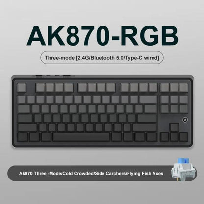 Ajazz AK870 Wireless Bluetooth Tri-mode Mechanical Keyboard RGB DIY Custom Hot Swap Gaming Keyboard, Style: Flying Fish Axis Gradient Gray - Wireless Keyboard by Ajazz | Online Shopping UK | buy2fix