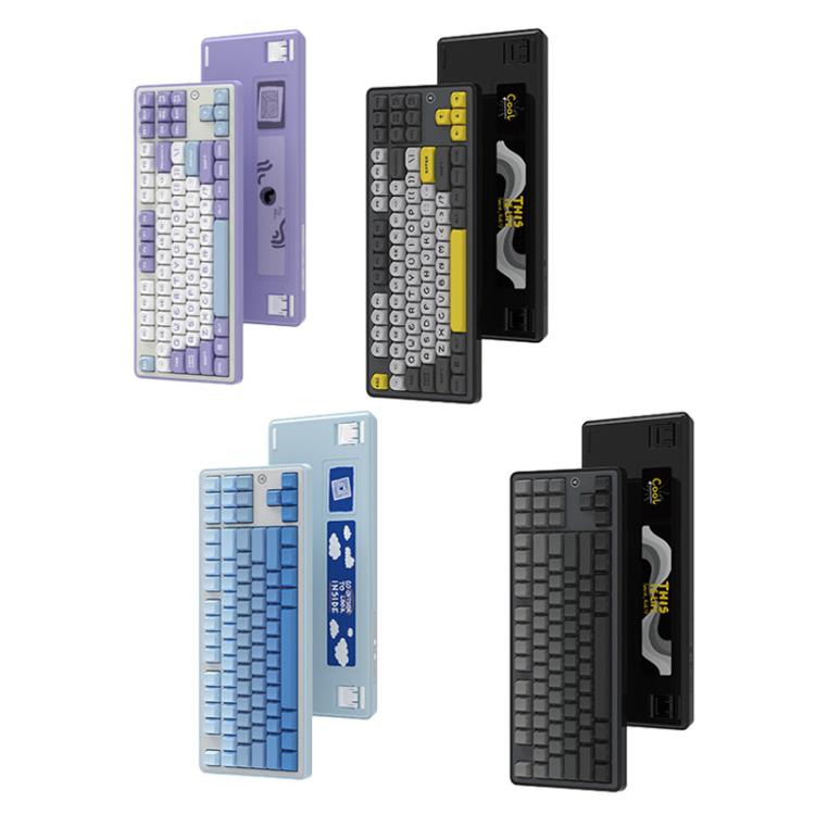 Ajazz AK870 Wireless Bluetooth Tri-mode Mechanical Keyboard RGB DIY Custom Hot Swap Gaming Keyboard, Style: Flying Fish Axis Gradient Gray - Wireless Keyboard by Ajazz | Online Shopping UK | buy2fix